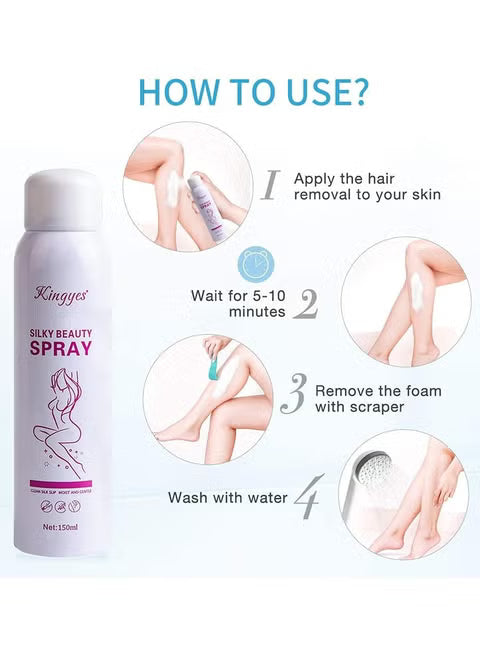 2 BOTTLES of Silky Hair Removal Spray – Painless Hair Removal Spray 150ml