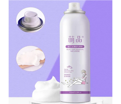 Spray nozzle and silky mousse foam texture close-up